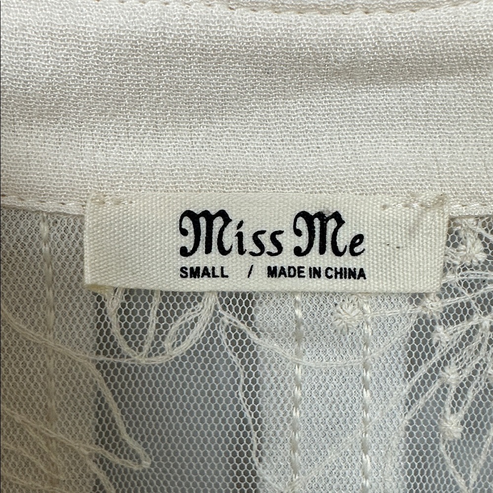 NWOT Miss Me Mixed Crochet Shirt Sz S - Picture 15 of 16